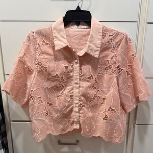 Ellison Peach Floral Lace Blouse